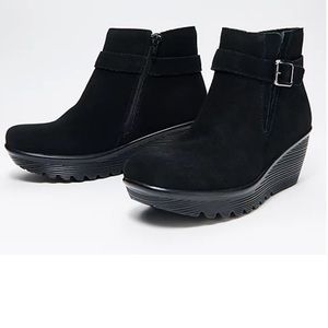 Black Suede Wedge ankle boots| NEW | OG BOX